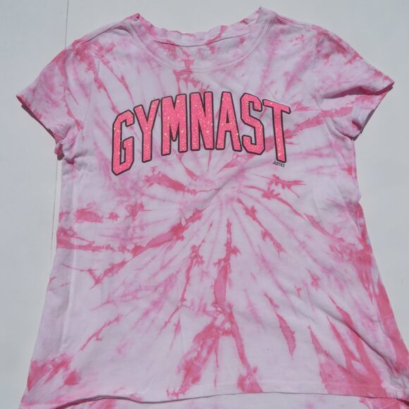 Justice Active Gymnast t-shirt girls top Pink glitter size 12 Cotton 100% - Picture 3 of 9